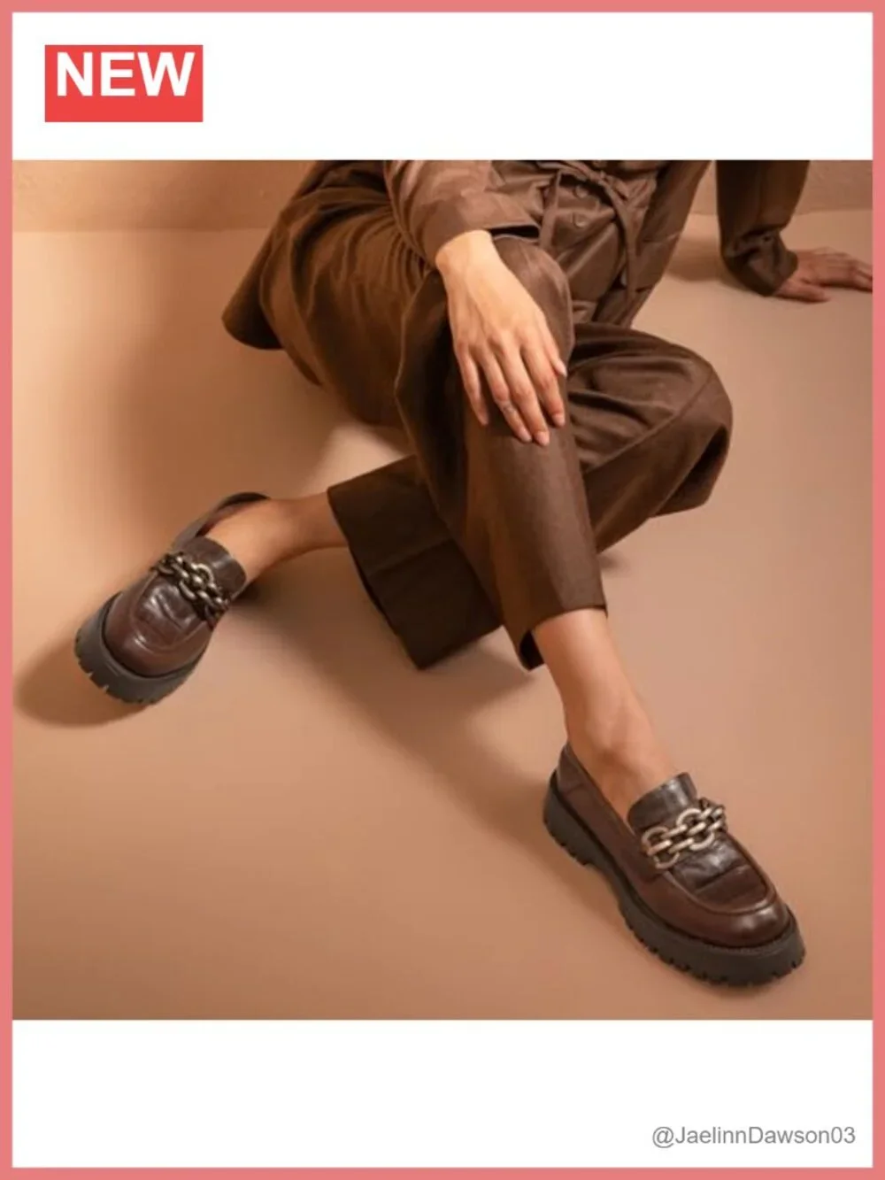 Leather Platform Loafers Women Lug Sole Slip On Chain Shoes Convertible Heel